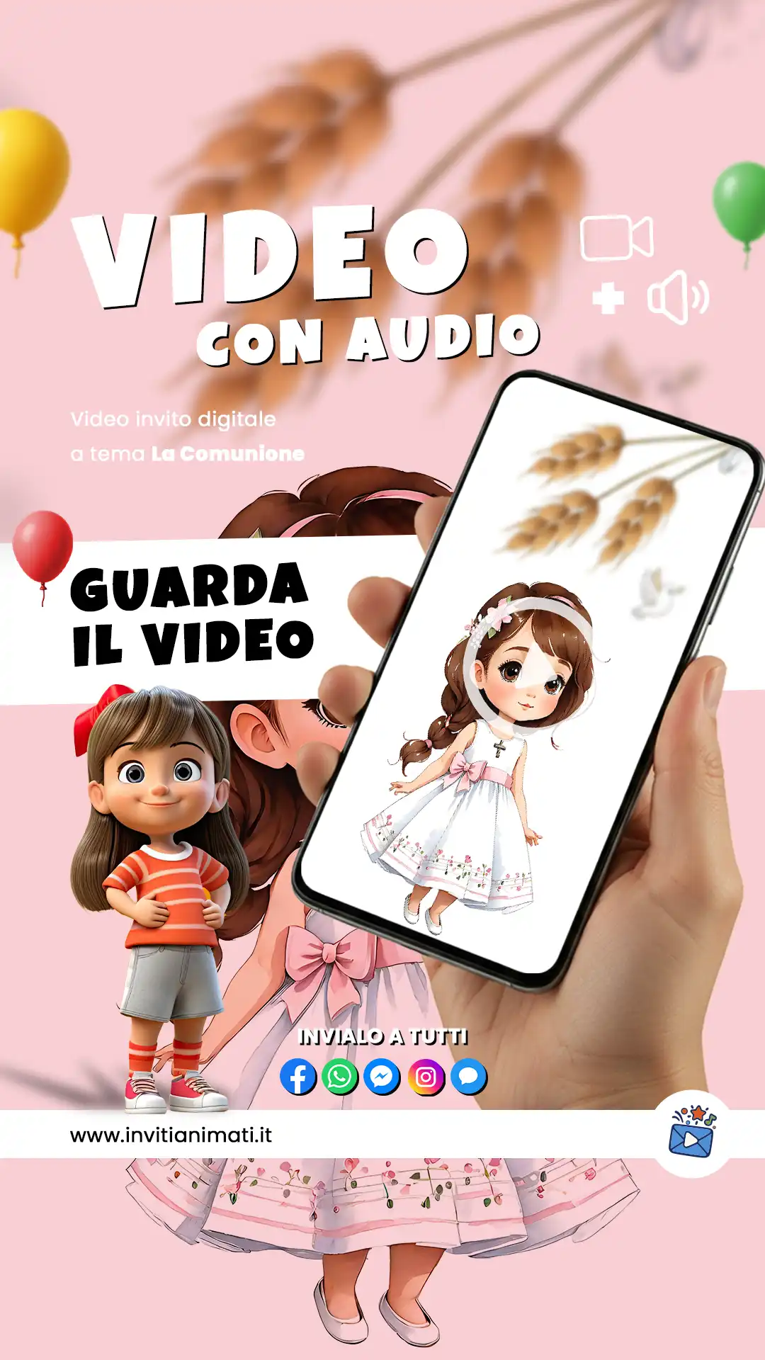 Invito animato La Comunione bimba