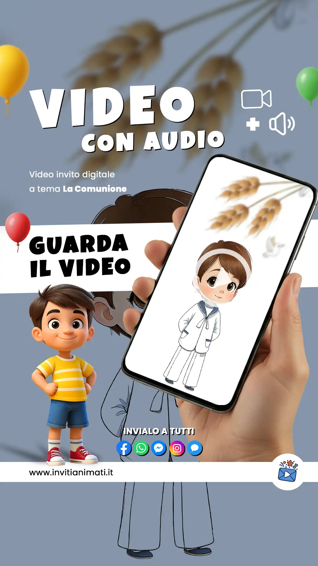 Invito animato La Comunione bimbo