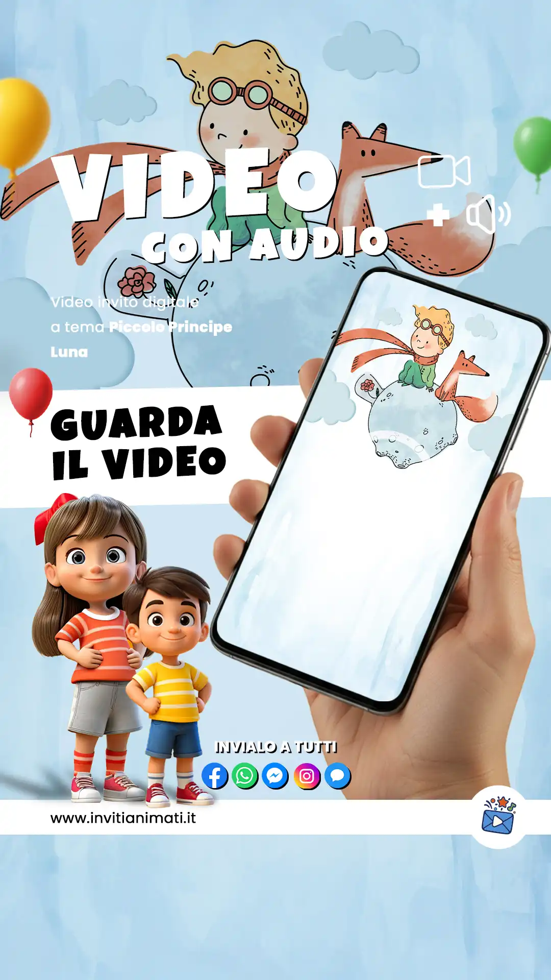 Invito animato Piccolo Principe Luna